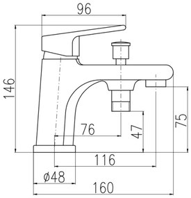RAV Slezák COLORADO CO148.0 - Baterie pentru cadă, 14,6 cm, crom lucios