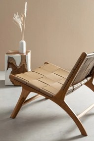 Masuta de cafea maro/alba din Lemn de Teak, 30x30x40 cm, Melty Bizzotto