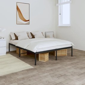 vidaXL Cadru pat metalic, negru, 140x190 cm