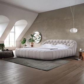 Pat dormitor dumonde, tapitat bej, Bubble 180x200 cm