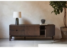 Comodă TV maro închis cu aspect de lemn de stejar 160x55 cm Arun – Unique Furniture