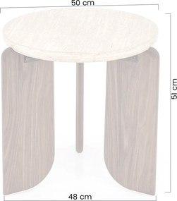 Măsuță de cafea rotundă Manios 50 cm - travertin / nuc