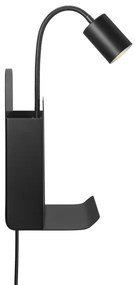 Nordlux - Lampă de perete ROOMI cu poliță, USB, 1xGU10/8W/230V negru
