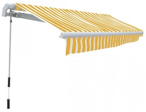 Copertină pliabilă, acționare manuală, 300 cm, galben/alb