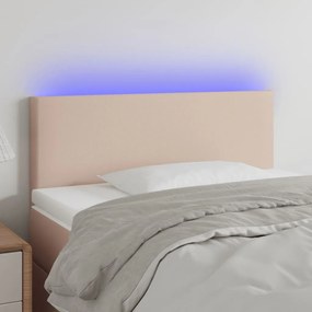 3121415 vidaXL Tăblie de pat cu LED, cappuccino, 90x5x78/88cm, piele ecologică