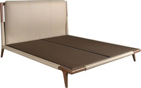 Pat dublu tapitat design LUX din lemn si piele sintetica Mink 180x200cm