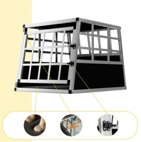 Cadoca Cușcă de transport pentru câini BRUNO, 66x90x72cm, argintiu/negru