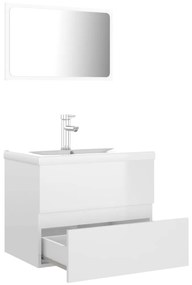 Set mobilier de baie, alb extralucios, PAL Alb foarte lucios, 60 x 38.5 x 45 cm, 1