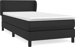 vidaXL Pat box spring cu saltea, negru, 90x190 cm, piele ecologică