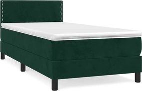 vidaXL Pat box spring cu saltea, verde închis, 80x200 cm, catifea