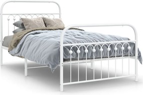 vidaXL Cadru de pat metalic cu tăblie de cap/picioare, alb, 100x200 cm