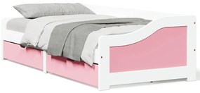 vidaXL Pat de zi cu 2 sertare fără saltea „IRUN” alb și roz 90x200 cm