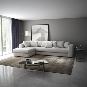 Colțar extensibil dumonde cu ladă de depozitare si sezut confortabil din spuma high-density, Gloria Zoom Cream 320x183 cm