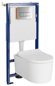 Set vas wc suspendat Inverto cu capac soft close, rezervor incastrat Tech Line Opti si clapeta crom lucios