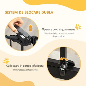 PawHut Poartă de Siguranță pentru Câini cu Închidere Automată 74-105x76.2 cm Neagră | Aosom Romania