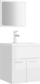 vidaXL Set mobilier de baie, alb extralucios, lemn prelucrat