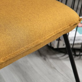 HOMCOM Fotoliu mic modern Scaun capitonat Stil nordic, Structura de metal si Sezut mare, Galben, 63 x 75 x 70cm