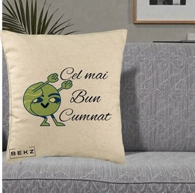 Cadou pentru Cumnat - Perna Personalizata Cel mai Bun Cumnat cu Personaj Funny Verde, 40x40 cm, Bej, Husa Detasabila, Perna Inclusa, BEKZ®