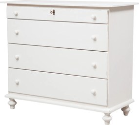 Comoda, L114 48 H99 cm, alb antichizat, lemn masiv