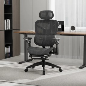 Scaun ergonomic, Sezut Translatie, cotiere 9D, tetiera 6D, suport lombar reglabil, spătar reglabil inaltime, pivotant, suport picioare, Negru
