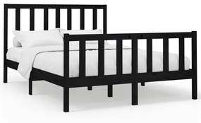 3106712 vidaXL Cadru de pat King Size, negru, 150x200 cm, lemn masiv de pin