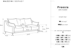 Canapea extensibilă cu 3 locuri și spațiu de depozitare Mazzini Sofas Freesia, albastru deschis, 215 cm