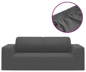 Husa elastica pentru canapea 2 locuri poliester jersey antracit 1, Antracit, Canapea cu 2 locuri