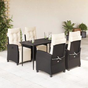 3212948 vidaXL Set mobilier de grădină cu perne, 5 piese, negru, poliratan