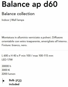 Aplica de perete Led orientabila Balance ap d60 neagra