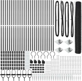 vidaXL Stâlp de gard. Gri 50 x 1,4 m (plasă de 50 mm) Oțel și PVC