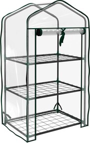 Outsunny Sera de Balcon cu 3 Niveluri și Ușă Rulantă, Sera pentru Grădină cu Structură din Oțel și Acoperiș din Plastic, pentru Plante, Flori, Fructe, 59x39x127 cm, Transparentă | Aosom Romania