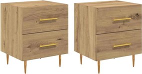 vidaXL Dulap de noapte 2 pcs Stejar Artizanal 40 x 35 x 47,5 cm