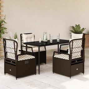 vidaXL Set mobilier de grădină, 5 piese, cu perne, maro, poliratan