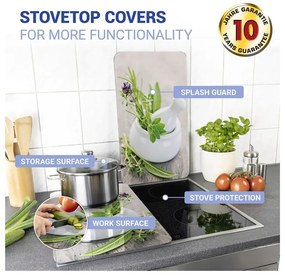 Set 2 protecții din sticlă pentru aragaz Wenko Herbal, 52 x 30 cm
