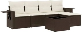 vidaXL Set canapele de grădină cu perne, 6 piese, maro, poliratan