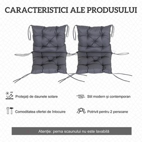 Outsunny Set de Două Perne pentru Scaune de Exterior - Gri | Aosom Romania