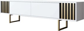 Comoda TV, Hanah Home, Gold Line, 180x30x48 cm, Alb/Auriu