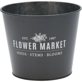 Recipient metalic de ghiveci Flower market, gri, 17 x 14 cm