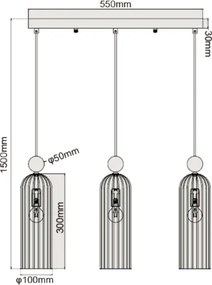 Lustră suspendată PIEGA pe cablu, 3xE14/40W/230V, alamă/bej fumuriu