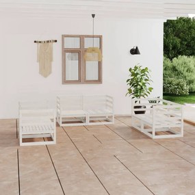 vidaXL Set mobilier de grădină, 6 piese, alb, lemn masiv de pin