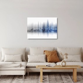 Tablou pe sticlă - Panorama orașului, albastru-gri (70x50 cm)