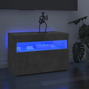 Comoda TV cu lumini LED, gri beton, 60x35x40 cm 1, Gri beton, 60 x 35 x 40 cm