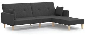 3080512 vidaXL Canapea extensibilă 2 locuri, cu taburet, gri închis, textil