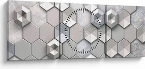 Tablou cu abstracție 3D (cu ceas) (90x30 cm)