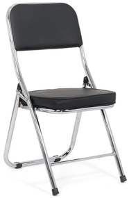 Scaun pliant negru HRC 607 din piele sintetică și cadru metalic cromat