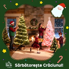 HOMCOM Brad de Crăciun Înzăpezit cu Conuri, Brad Artificial cu Deschidere Automată și Bază Pliabilă, Ø85x150 cm, Verde | Aosom Romania