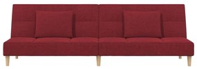 Canapea extensibila, 2 locuri 2 perne taburet rosu vin textil Bordo, Cu suport de picioare