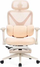 DeluxStar YX-977 NEXOR PRO FOAM SEAT – Scaun Ergonomic cu Suport Lombar 3D, Tetieră 3D, Cotiere 4D, Șezut Glisant, Înclinare 140°, Suport pentru Picioare, Bej