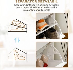 HOMCOM Etajeră pentru Pantofi, 12 Perechi, cu 2 Rafturi Interioare Reglabile și 2 Sertare, din Lemn, 80x30x91.5 cm, Alb | Aosom Romania