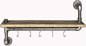 Raft bucatarie BORURAF 008, stejar/crom, lemn de molid/metal, 60x14x35